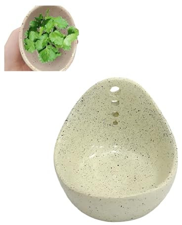 Herb Stripper Bowl, Herb Stripper Bowl, Handmade Different Round Hole Sizes, Leaf Stripping Twister Tool, New Kitchen Tools for Parsley Cilantro Thyme Rosemary Mint (White)