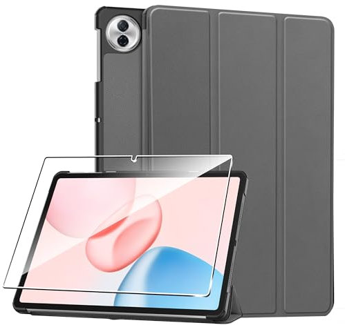 Rojeuinn Hülle für Honor Pad 10 12.1 2025 Tablette Case Cover+ 1 Stücks Schutzglas Schutzfolie -Grau
