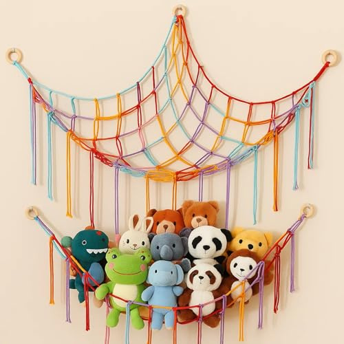 Aufbewahrung Kuscheltiere, Praktisches Netz Für Stofftiere, Farbiges Kuscheltiernetz Zur Organisation Im Kinderzimmer, Ideal Als Geschenk Für Kindergeburtstage Und Babypartys
