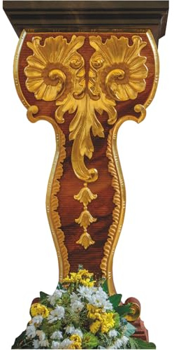 SS11287 Gold Wood Flower Church Lectern Podium Speaker Soap Box Stand in Cardboard Cutout Standee Standup