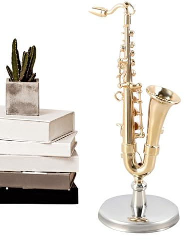 Miniatur Saxofon | Miniatur Musikinstrument Aus Messing | Messing Musikinstrument Sammlerstück Mit Ständer Und Aufbewahrungsbox Für Dekoration Kinder Erwachsene Weihnachten Geburtstag