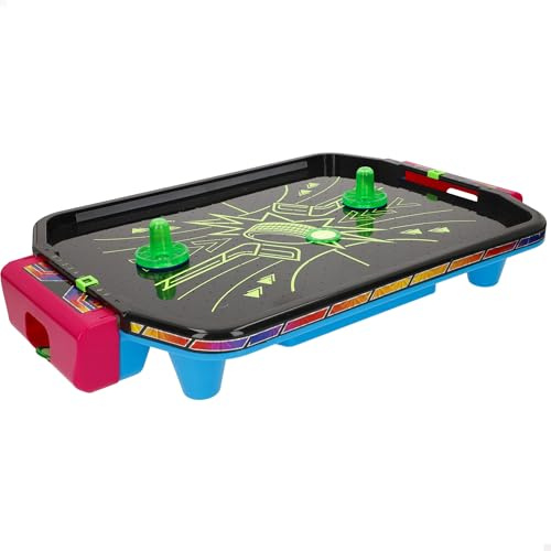 ColorBaby CB Games Air Hockey Neon-Tischplatte, 40 cm, robuster Kunststoff, 2 Schläger, 2 Scheiben, 2 Spieler, Brettspiele, Kinderspielzeug, Familienspaß, ab 6 Jahren (39515)