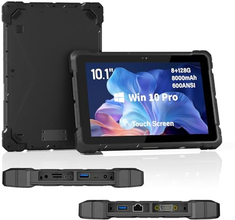 HEIGAOLAPC 10 Zoll Outdoor Rugged Tablet, Windows 10 Pro Intel J4105, Industrie Tablet 600 Nits Display, IP67 MIL-STD-810H Für Datenerfassung, Lager, Logistik & Baustelle Display, Rettungsdienst