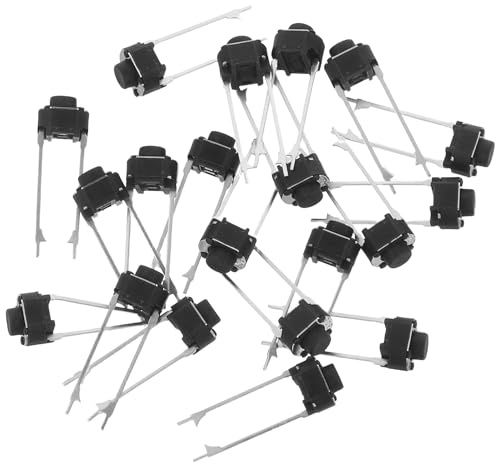 Cabilock Interrupteur à Bouton Momentané Noir 2 Broches, Technologie à Faible Bruit, Plastique et Cuivre, Pack de 20 pour Montage en Surface et Projets D'électronique DIY