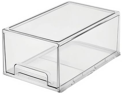 Epzia 1 Stück Groß Kühlschrank Organizer Schublade - Klare Stapelbare Herausziehbare für Küchen Organizer Schublade, Kühlschrank