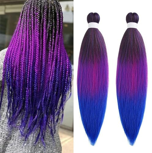 OPVYAEU 26 Zoll Lila-Gradient Perücke Kpop Cosplay Inspiriert von rumi Haarteil Zöpfe Kunsthaar Braids Extensions Roleplay Kostüm Party Haare(2 Pcs)