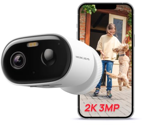 MERCUSYS MC410 2K HD Battery Outdoor Security Camera Wireless CCTV Camera | Spotlight & Siren, Dual-Band WiFi, 180-Day Battery Life, Color Night Vision, AI Person Detection, IP65, Solar Compatible