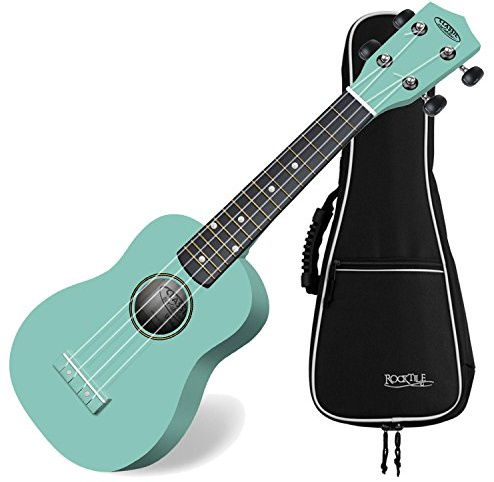 Classic Cantabile US-100 TQ Sopran-Ukulele Türkis Set inkl. Tasche | Sopran Mensur (34, 5 cm), Korpus aus Linde, Hals aus Ahorn, 15 Bünde, Bundmarkierungen im 5., 12. und 15. Bund, 5 mm, Reggae