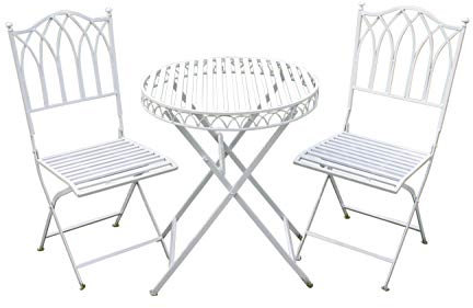 Versailles Style Metal Garden Bistro Set in Plain White Finish