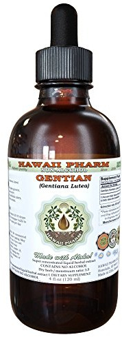 Gentian Alcohol-Free Liquid Extract, Organic Gentian (Gentiana Lutea) Dried Root Glycerite Hawaii Pharm Natural Herbal Supplement 2 oz
