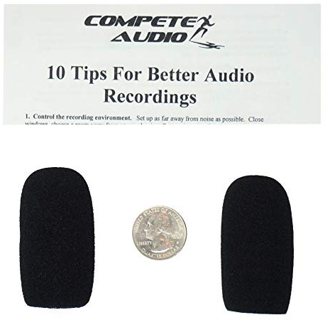 Compete Audio CA555 large microphone windscreens (Foam Microphone Covers) (2-pack) for use with mini-shotgun mics, larger headsets and desktop microphones