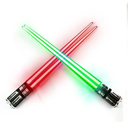 ChopSabers Lightsaber Led Light Up Chopsticks (2 Pair, Red & Green)