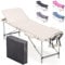 Beltom® Mobile Massagetisch Massageliege Massagebank 3 zonen klappbar Aluminium + Tasche - Creme