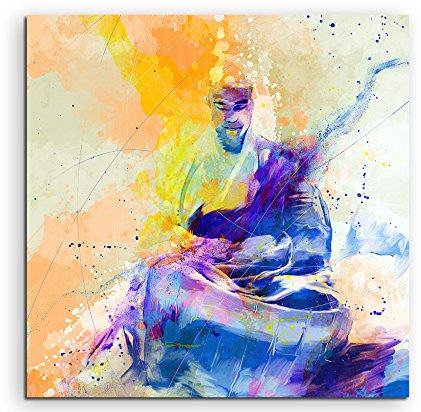 Kung Fu II 60x60cm Wandbild SPORTBILD Aquarell Art tolle Farben von Paul Sinus