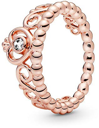 PANDORA Princess Tiara Crown Ring in Roségold mit 14 Karat rosévergoldete Metalllegierung und Cubic Zirkonia Steinen Moments Collection, Größe 56