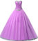 Zorayi Damen Elegante Tüll Lange Kristall Perlen Ballkleid Abschlussballkleid Festkleider Flieder Größe 58