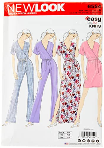 New Look Pattern UN6554A Women's Knit Jumpsuit and Dresses, White