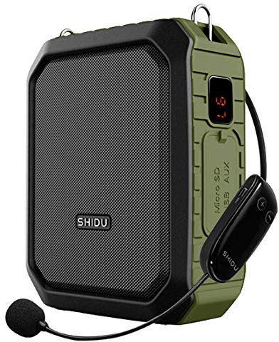 Amplificateur de voix sans fil avec micro casque – Haut-parleur vocal personnel 18 W, système mini PA rechargeable 4400 mAh, Bluetooth 4.2, étanche IPX5, microphone portable avec haut-parleur pour