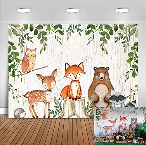 Mehofoto Woodland Baby Shower Geburtstag Kulisse Waldtiere Fotografie Hintergrund 7x5ft Vinyl Woodland Baby Shower Party Foto Kulissen