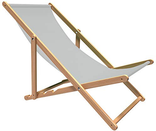 Revolio Premium Liegestuhl aus Buchenholz für Garten und Balkon, Starke Lamellen Konstruktion, wasserdicht, langlebig, belastbar bis 130 kg