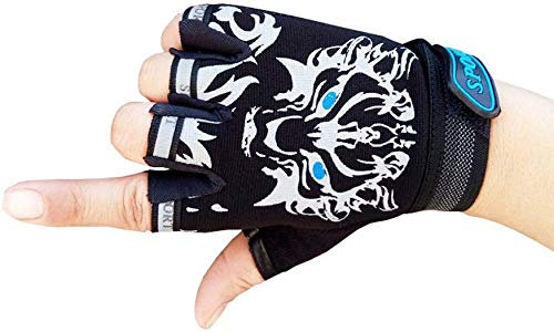 EurHouse Kinder Fahrradhandschuhe Bike Fingerlose Handschuh für Jungen und Mädchen Radhandschuhe Fingerhandschuh für Sport Mountainbike, Kletterei, Skaten, Rennrad Schwarz