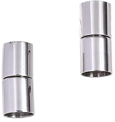 Airssory 20 Stück Spalte 304 Edelstahl Magnetverschlüsse Konverter Schnur Endkappen für Leder Halskette Armband Schmuckherstellung DIY Fundstücke - Passend für 8 mm Schnur