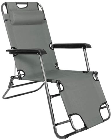 SPRINGOS Mittelgroße Sonnenliege Kopfstütze Armlehnen 60 x 120 x 85 cm