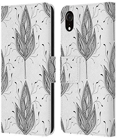 Head Case Designs Offizielle Zugelassen Haroulita Feder Schwarz Und Weiss 5 Leder Brieftaschen Handyhülle Hülle Huelle kompatibel mit Apple iPhone XR