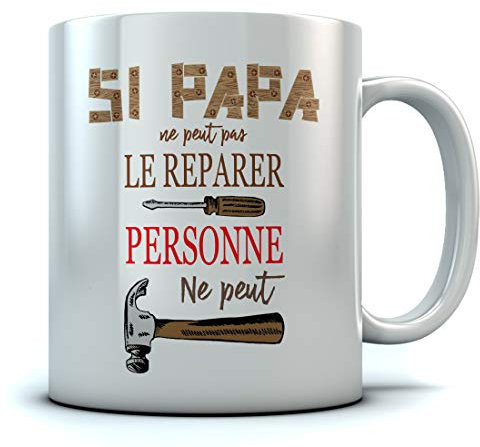 Mug Papa Cadeau Fête Des Pères Idées Cadeaux Anniversaire Tasse Bricoleur 11 Oz. Blanc