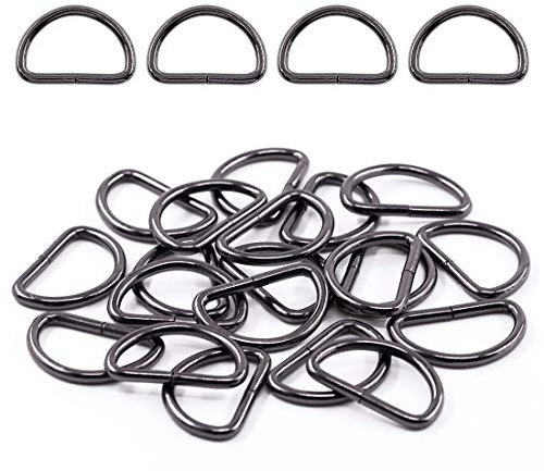 Swpeet D-Ring aus Metall, halbrund, für Schlüsselanhänger, Gürtel, Hardware, Taschen, Ringe, Handarbeit, Schwarz, 150 Stück