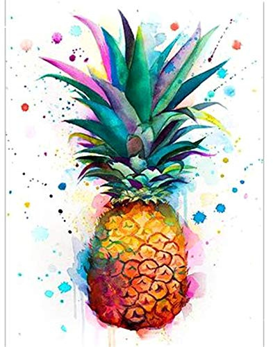 DIY 5D Diamond Painting Bilder Farbige Ananas Full Drill Diamant Malerei Kit für Erwachsene Kristall Strass Stickerei Kreuzstich Mosaik Gemälde Kunsthandwerk Canvas Wall Arts Decor 50x70cm/20x28inch