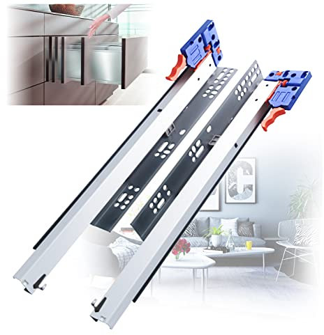 YENUO Schubladenschienen mit verstecktem Boden, komplett ausziehbar, Kugellager, 30,5 cm, Traglast 45,4 kg, 1 Paar (56 cm)