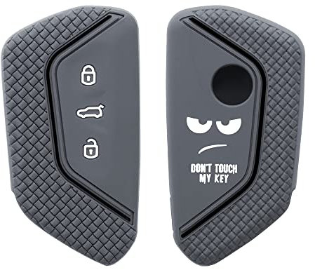 kwmobile Autoschlüssel Hülle kompatibel mit VW Golf 8 3-Tasten Autoschlüssel Hülle - Schlüsselhülle Don't Touch My Key Weiß Grau Schwarz