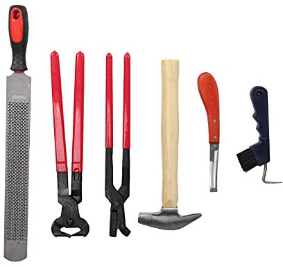 Attrezzo da Maniscalco per Cavalli, 6 Pezzi Attrezzo per Tagliare lo Zoccolo Professionale da Maniscalco per Cavalli Include Lima a Ferro di Cavallo Pinze a Ferro di Cavallo Martello a Ferro di Cavall