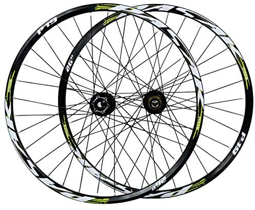 Vorderrad Hinterrad,Doppelwandig 32 Löcher Schnelle Veröffentlichung Vorne 2 Hinten 4 Lager Scheibenbremsen 7-11 Geschwindigkeitsschwungrad (Color : Green, Size : 26inch)