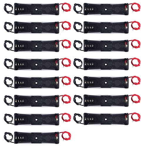 15PCS 18650 Battery Holder Bundle with Wire 18650 Battery Holder Case 3.7V, 1 Slot DIY Battery Storage Boxes, 1 Slot Black Plastic Batteries Case for 18650 Single Battery