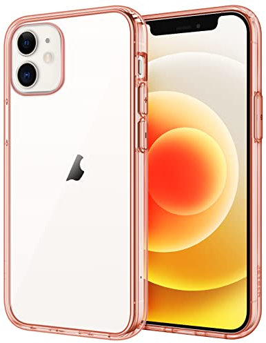 JETech Hülle für iPhone 12 Mini 5,4 Zoll, Nie Vergilbung Stoßfeste Stoßstange Handyhülle, Anti-Kratzt Klar Rückseite (Roségold)