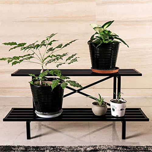 Pflanzenständer, Blumentopf Rack Indoor Outdoor Multi Stufe Blumenregale Ständer, Pflanzengestell Inhaber in Ecke Wohnzimmer Garten Terrasse Balkon Yard Regale |Schwarz, 2 stufe ( Size : 120x44x35cm )