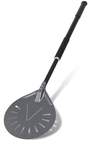 Newmeto Pizzaschieber – 20,3 cm perforierter Pizzaschieber aus Aluminium mit 81,3 cm langem Griff, leicht, Metall-Pizzaschieber für Outdoor-Pizzaofen-Zubehör