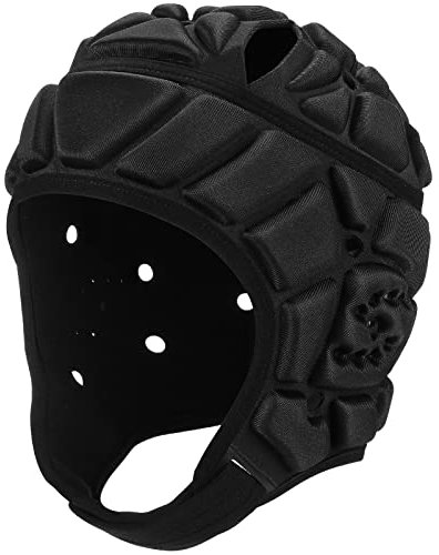 VICTRIDGE Casco da calcio con bandiera, 7 v7, casco da rugby, per ragazzi, adulti (nero, L)