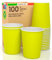 100 vasos de papel de 200 ml ecológicos biodegradables desechables, fabricados en Italia, para bebidas cálidas de agua, de colores amarillos, fabricados y envasados en Italia