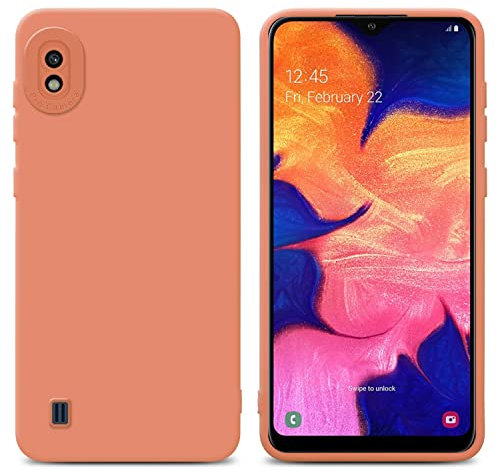 Cadorabo Hülle kompatibel mit Samsung Galaxy A10 Schutzhülle TPU Silikon Case Liquid Design mit Kameraschutz Slim Kratzfest Weiche Gummi mit Rundumschutz Case Hülle für Galaxy A10 in Orange