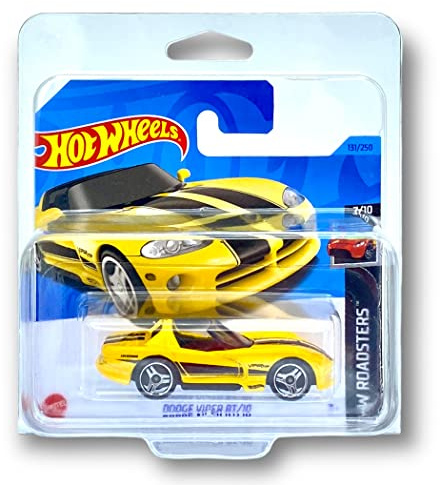 Hot Wheels Dodge Viper RT/10 (Yellow) 7/10 HW Roadsters 2023-131/250 (Short Card) *** COMES IN A KLAS CAR KEEPER PROTECTIVE COLLECTORS CASE *** HKH43