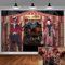Halloween-Hintergrund mit bösem Zirkus-Motiv, riesiger böser Clown, Halloween, Karneval, Geburtstagsparty, Hintergrund, blutige Hände, gruselige Haindekoration, Banner (210 cm x 150 cm)