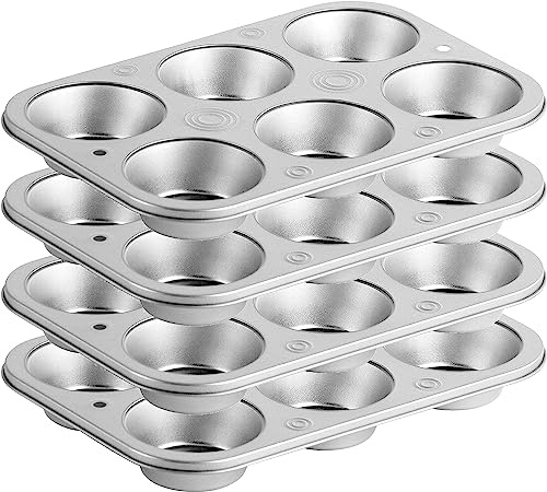 DecorRack 26 x 17 cm 6-Cup Nonstick Muffin Pan (4 Pack), Durable Cupcake Tray for Oven Baking, Perfect for Quiche, Yorkshire Pudding, Cornbread, Muffins, Easy Clean Non-Stick Coating (4 Pack)