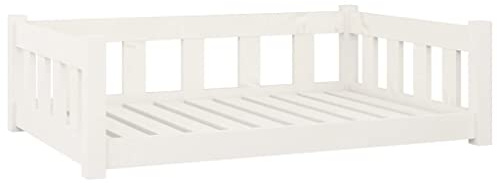 vidaXL Hundebett Weiß 95,5x65,5x28 cm Massivholz Kiefer