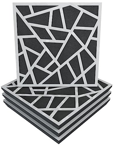 Panneaux acoustiques à absorption acoustique - 50 x 50 x 5 cm - Absorption - Diffusion - Réflexion - Insonorisation - Plastique perforé : (x4 SKYROSS, Plastique blanc brillant)