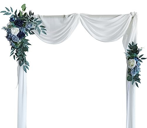 Fouriding Künstliche Hochzeit Bogen Blumen Kit, Hochzeit künstliche Blume Swag Hochzeit Willkommen Zeichen Blumendekorationen für Hochzeitszeremonie Empfang Backdrop Deko (Blau)