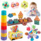 TingingYuli Jouets pour bébés de 6 à 12 Mois, 5 en 1, Jouets Montessori, boîte à mouchoirs, Jouets de dentition, gobelets empilables, Jouets en Bois pour trier et empiler