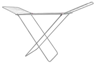 Nifty Clothes Drying Rack - Winged Clothes Horse Airer - 18m Laundry Dryer Rail Rack, Large Clothing Drying Stand Indoor Outdoor Clothes Rack, Foldable Easy Storage Metal Silver Clothes Airer